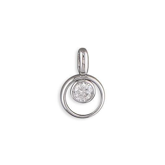 STERLING SILVER CUBIC ZIRCONIA CIRCLE PENDANT