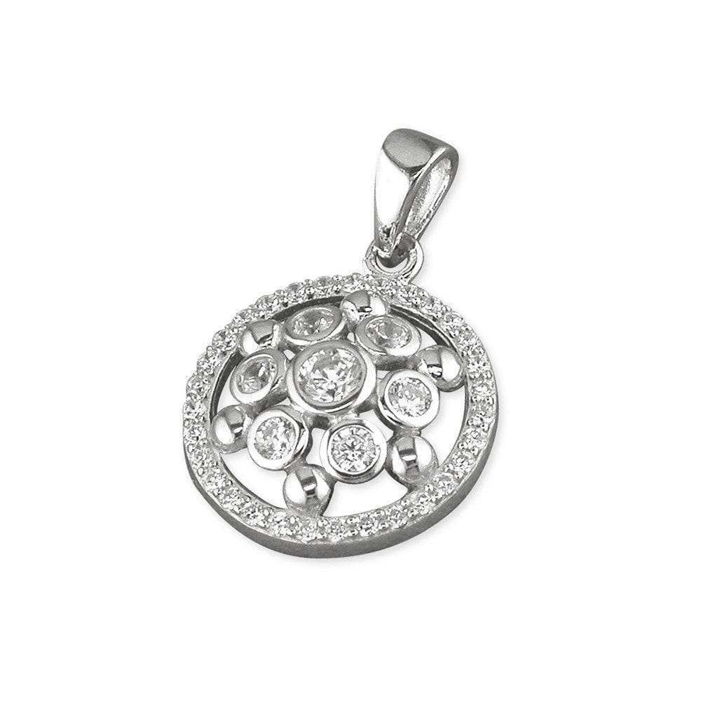 STERLING SILVER CUBIC ZIRCONIA CIRCLE PENDANT