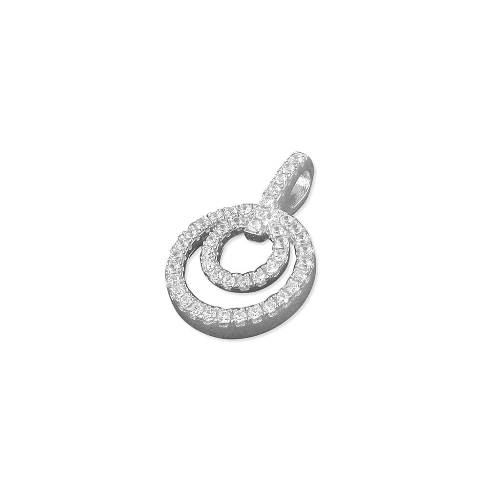 STERLING SILVER CUBIC ZIRCONIA CIRCLES PENDANT