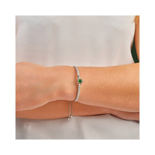 STERLING SILVER CUBIC ZIRCONIA CLADDAGH DRAW STRING BANGLE