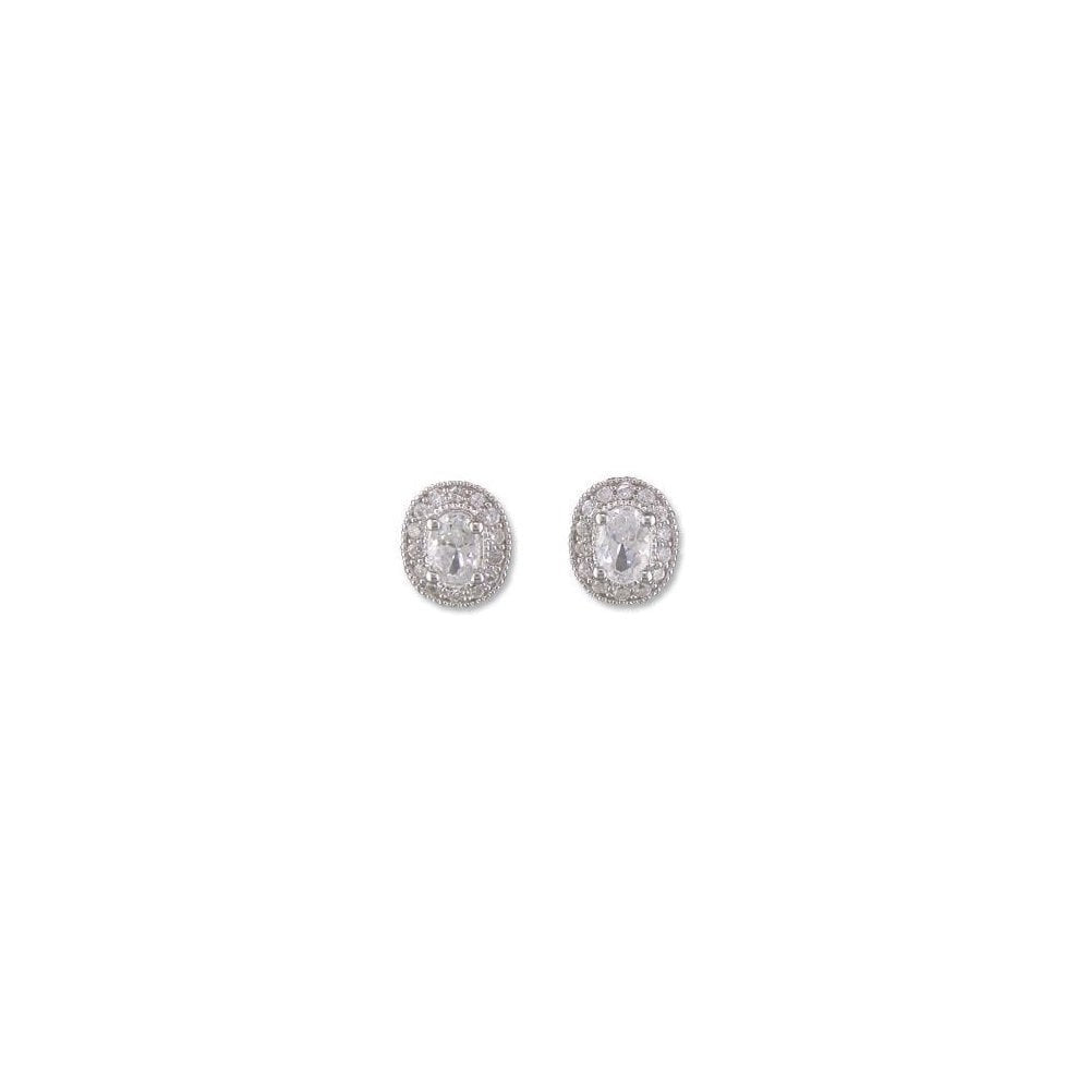 STERLING SILVER CUBIC ZIRCONIA CLUSTER STUD EARRINGS