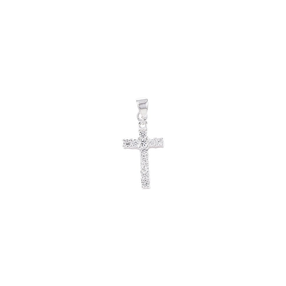STERLING SILVER CUBIC ZIRCONIA CROSS PENDANT