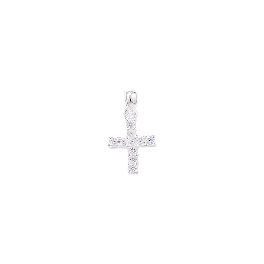 STERLING SILVER CUBIC ZIRCONIA CROSS PENDANT 