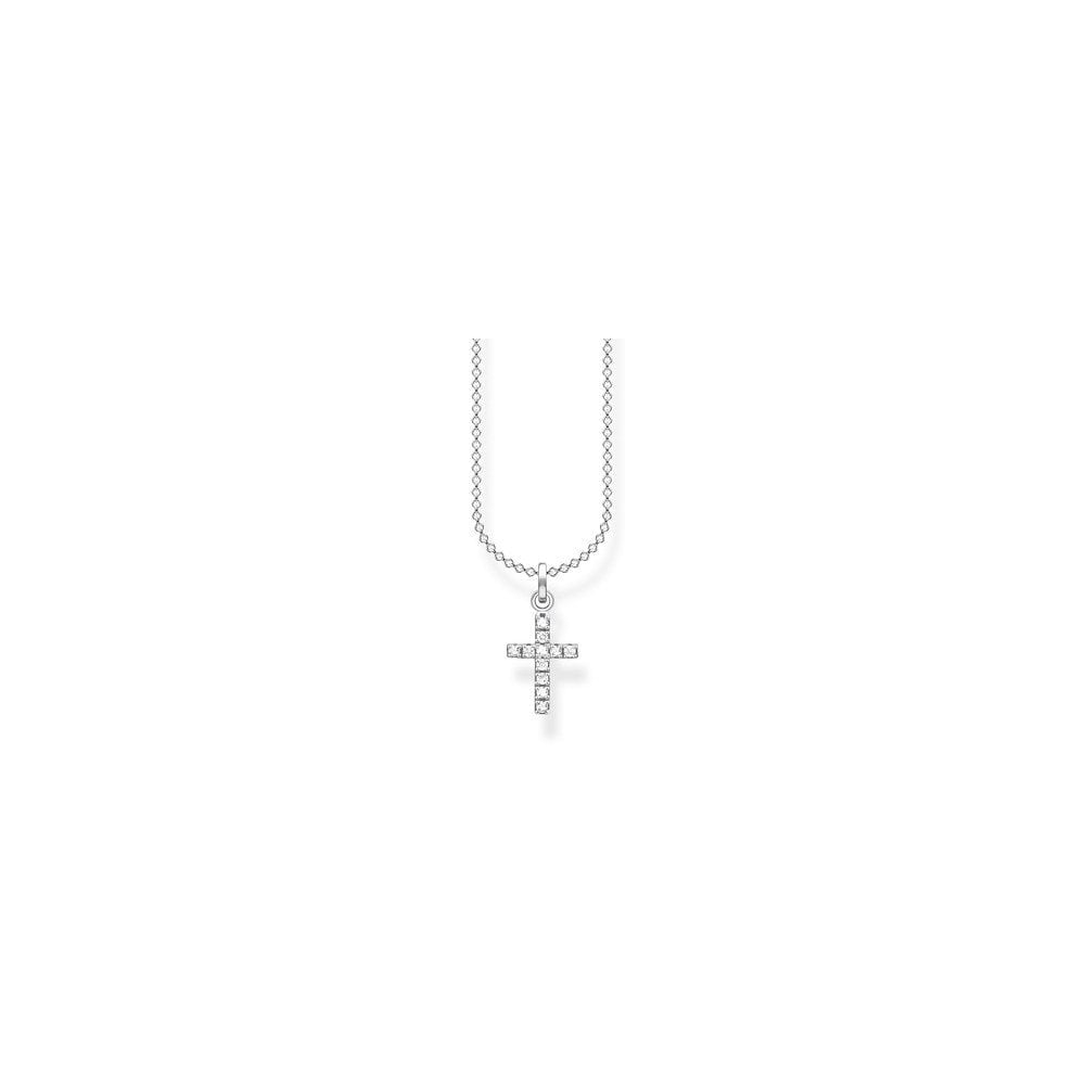 STERLING SILVER CUBIC ZIRCONIA CROSS PENDANT NECKLACE