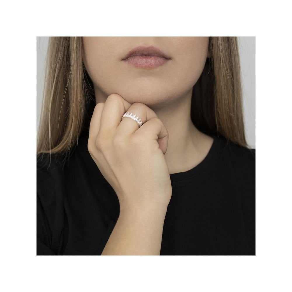 STERLING SILVER CUBIC ZIRCONIA CROWN RING