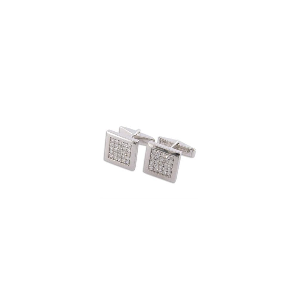 STERLING SILVER CUBIC ZIRCONIA CUFFLINKS