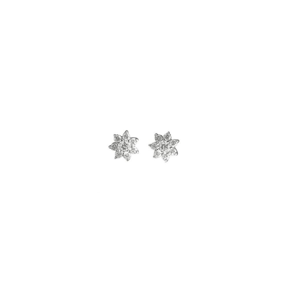STERLING SILVER CUBIC ZIRCONIA DAISY CLUSTER STUD