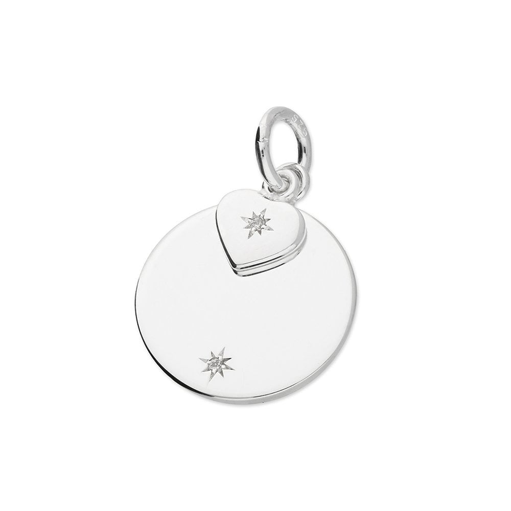 STERLING SILVER CUBIC ZIRCONIA DOUBLE DISC PENDANT 