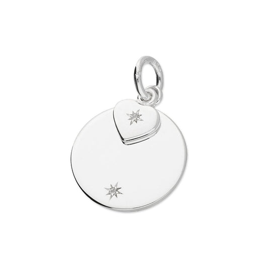 STERLING SILVER CUBIC ZIRCONIA DOUBLE DISC PENDANT 