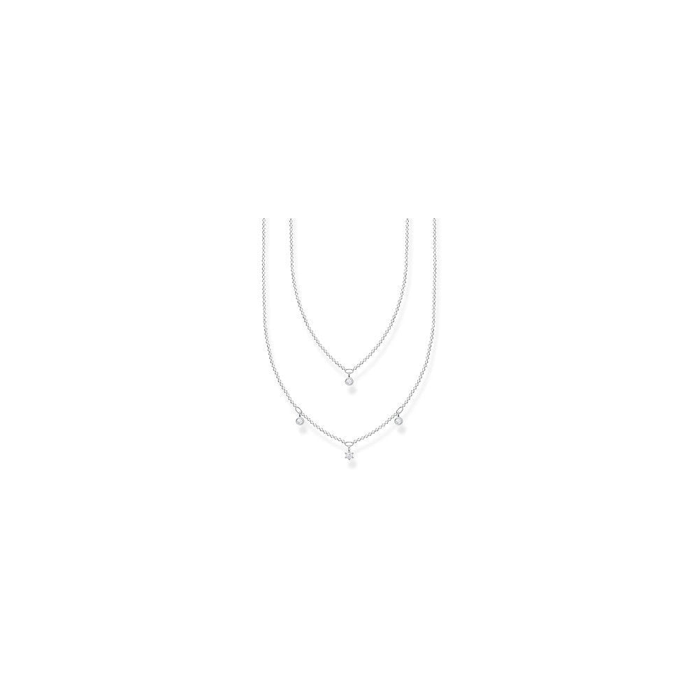 STERLING SILVER CUBIC ZIRCONIA DOUBLE NECKLACE