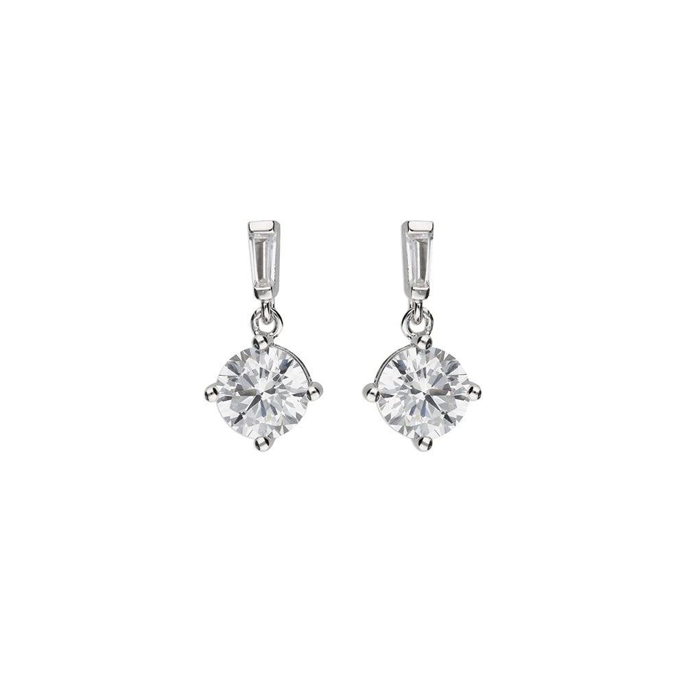 STERLING SILVER CUBIC ZIRCONIA DROP EARRINGS