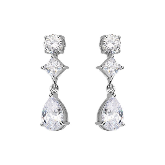 STERLING SILVER CUBIC ZIRCONIA DROP EARRINGS