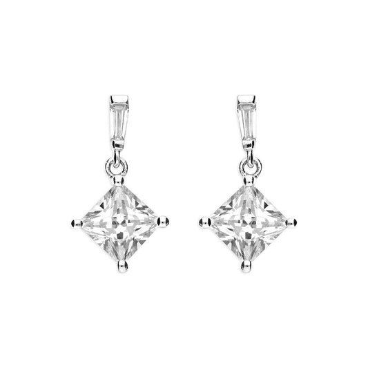 STERLING SILVER CUBIC ZIRCONIA DROP EARRINGS