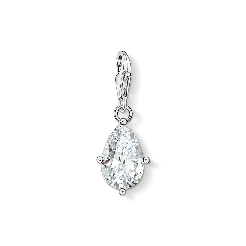 STERLING SILVER CUBIC ZIRCONIA DROPLET CHARM