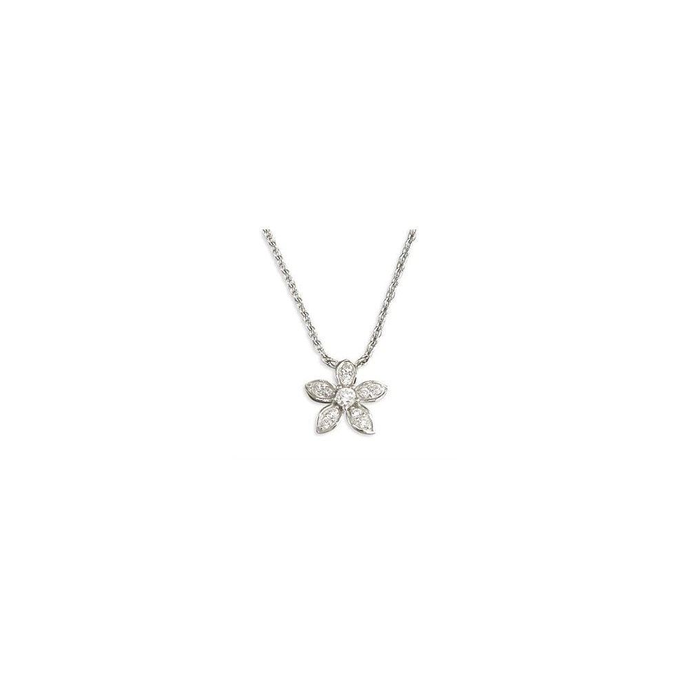 STERLING SILVER CUBIC ZIRCONIA FLOWER NECKLACE