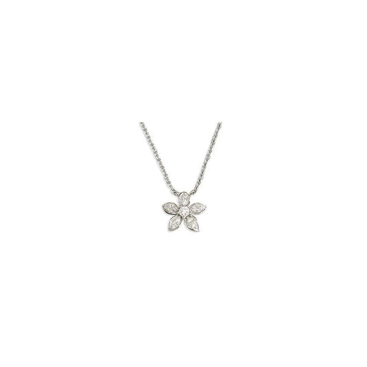 STERLING SILVER CUBIC ZIRCONIA FLOWER NECKLACE