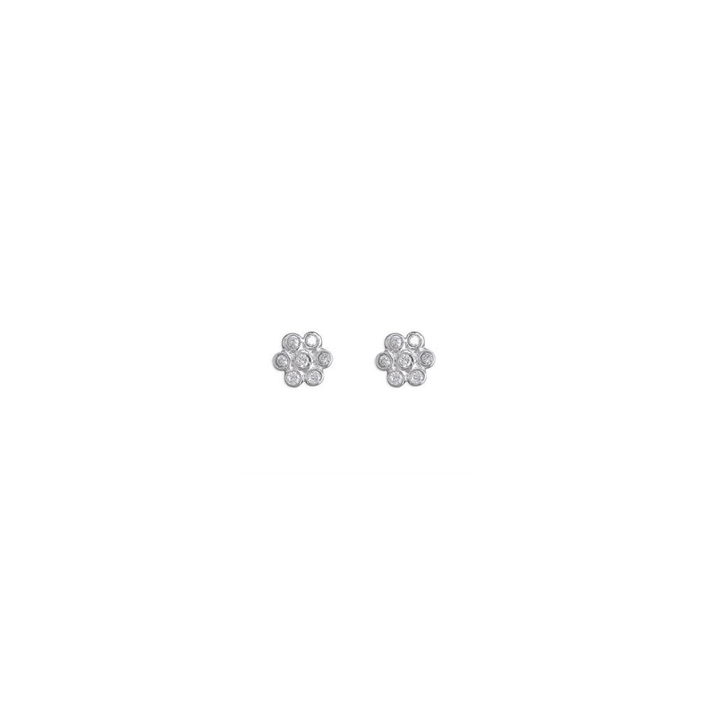 STERLING SILVER CUBIC ZIRCONIA FLOWER STUD EARRINGS