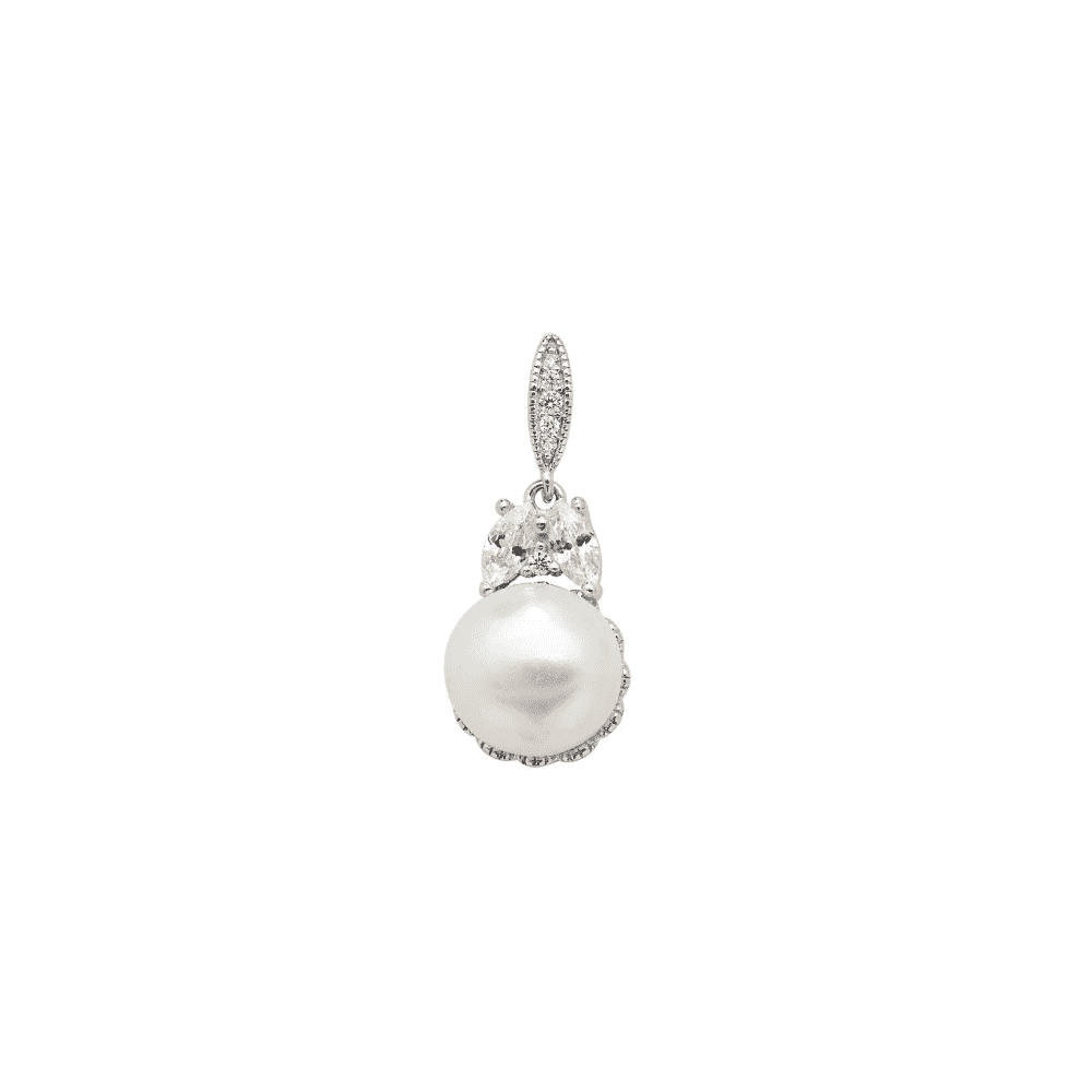 STERLING SILVER CUBIC ZIRCONIA FRESHWATER PEARL PENDANT