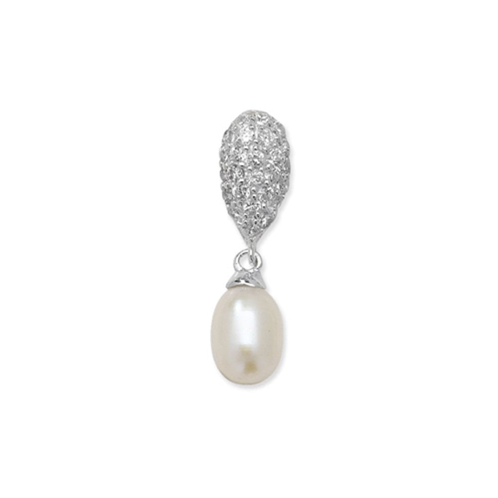 STERLING SILVER CUBIC ZIRCONIA FRESHWATER PEARL PENDANT