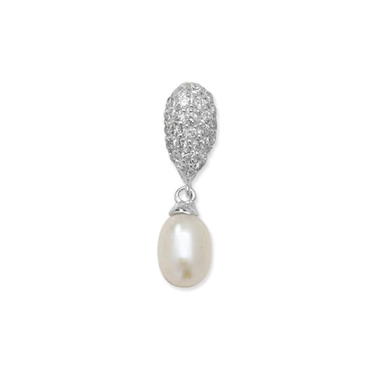 STERLING SILVER CUBIC ZIRCONIA FRESHWATER PEARL PENDANT