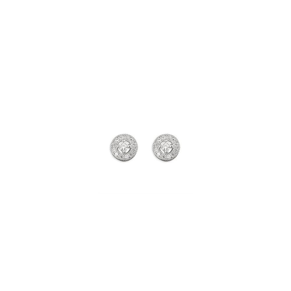 STERLING SILVER CUBIC ZIRCONIA HALO STUD EARRINGS