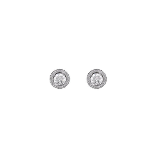 STERLING SILVER CUBIC ZIRCONIA HALO STUD EARRINGS