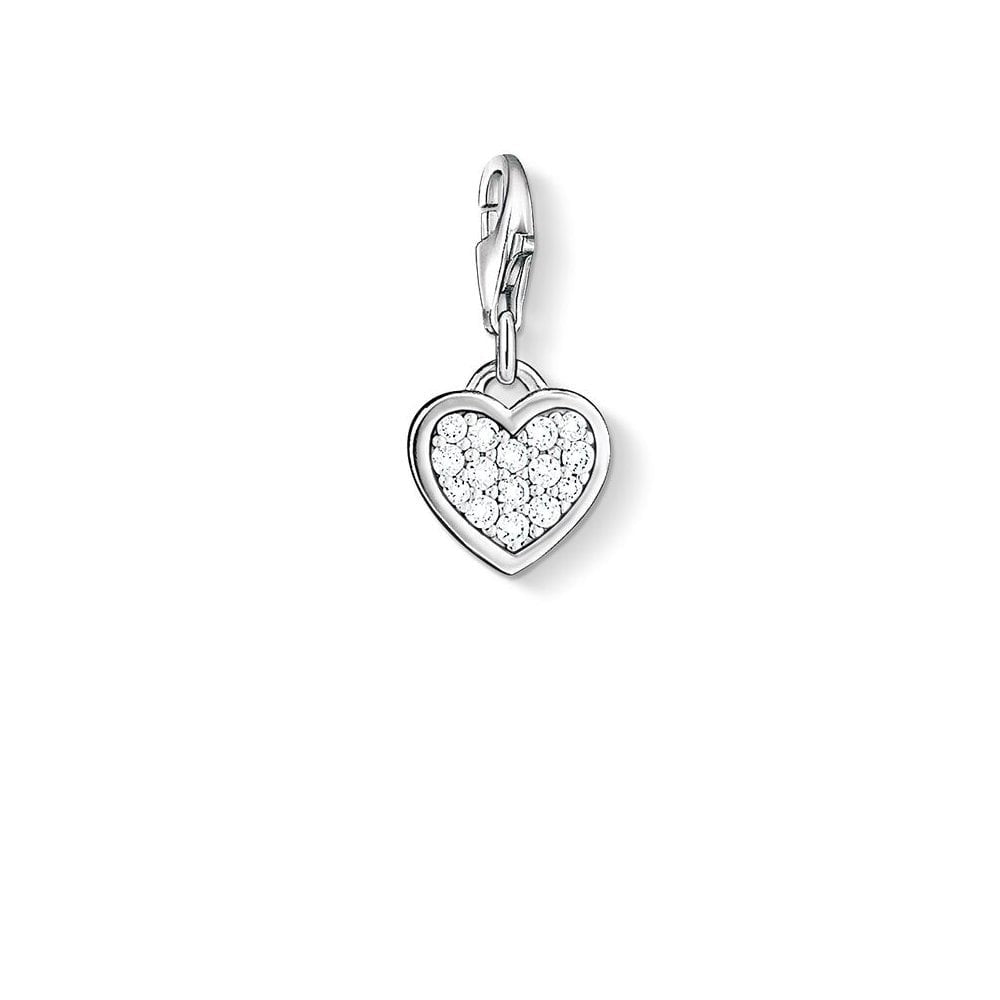 STERLING SILVER CUBIC ZIRCONIA HEART CHARM PENDANT