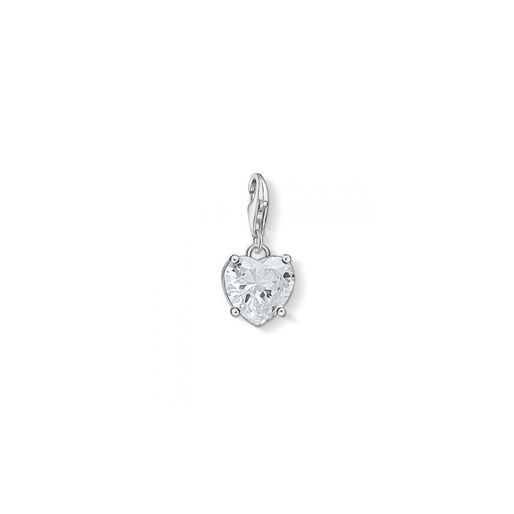 STERLING SILVER CUBIC ZIRCONIA HEART SHAPED CHARM
