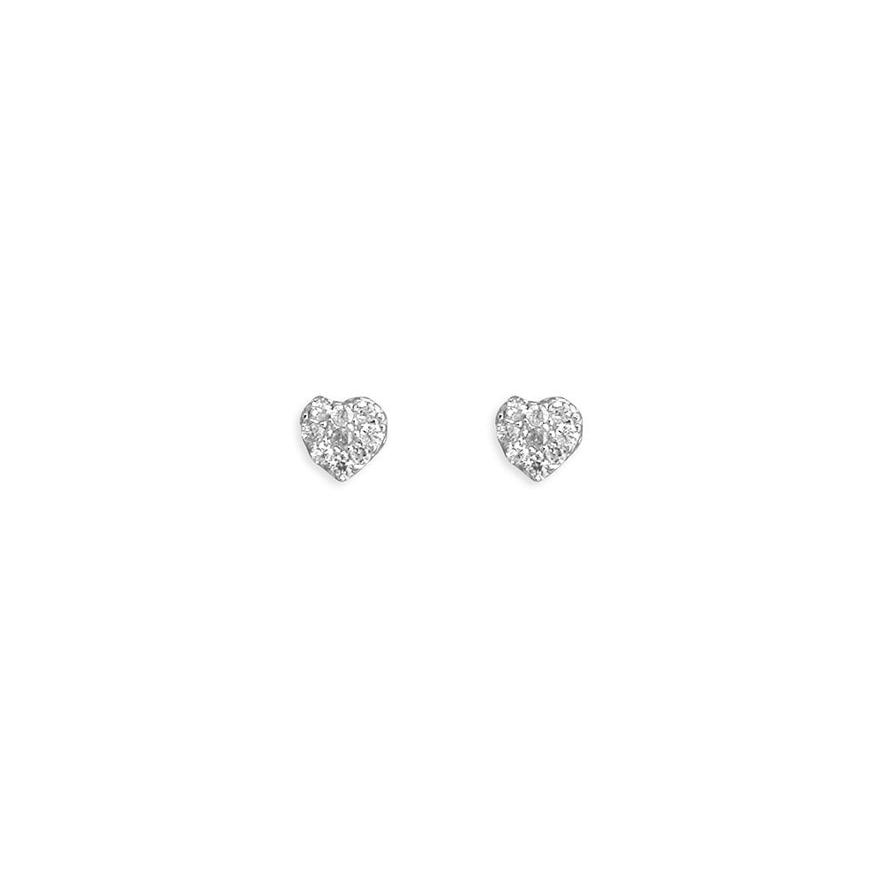 STERLING SILVER CUBIC ZIRCONIA HEART STUD EARRINGS