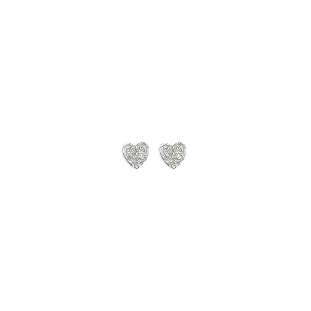 STERLING SILVER CUBIC ZIRCONIA HEART STUD EARRINGS