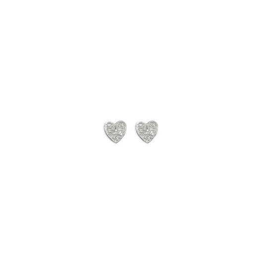STERLING SILVER CUBIC ZIRCONIA HEART STUD EARRINGS