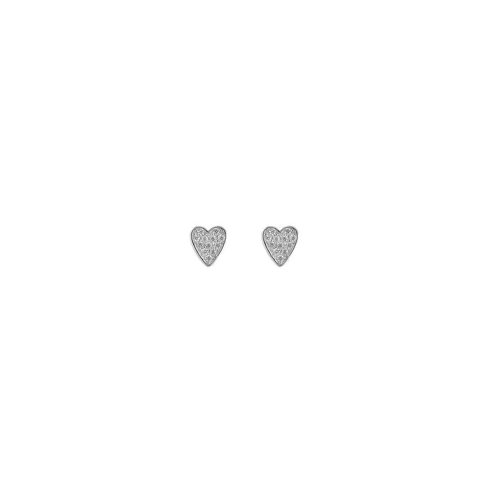STERLING SILVER CUBIC ZIRCONIA HEART STUD EARRINGS
