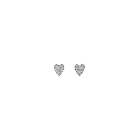 STERLING SILVER CUBIC ZIRCONIA HEART STUD EARRINGS