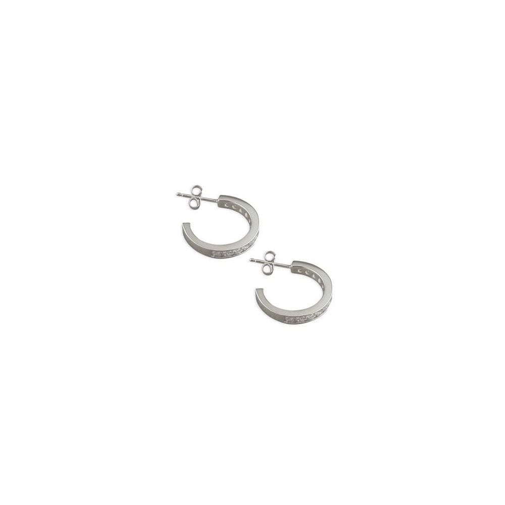 STERLING SILVER CUBIC ZIRCONIA HOOP EARRINGS
