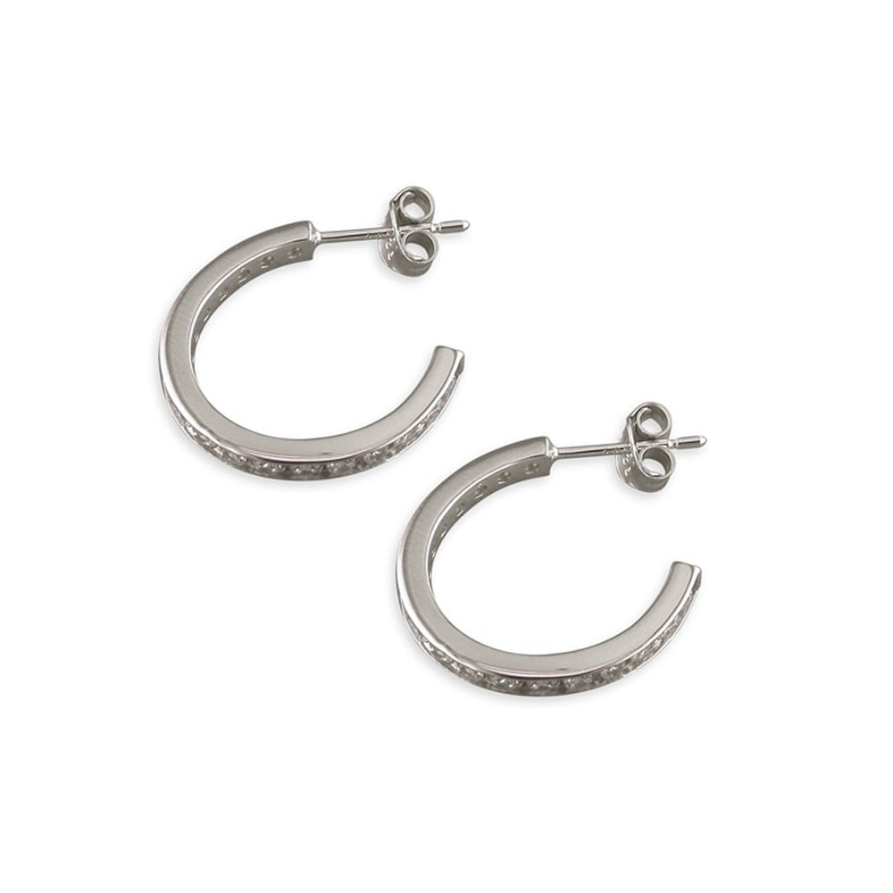 STERLING SILVER CUBIC ZIRCONIA HOOP EARRINGS