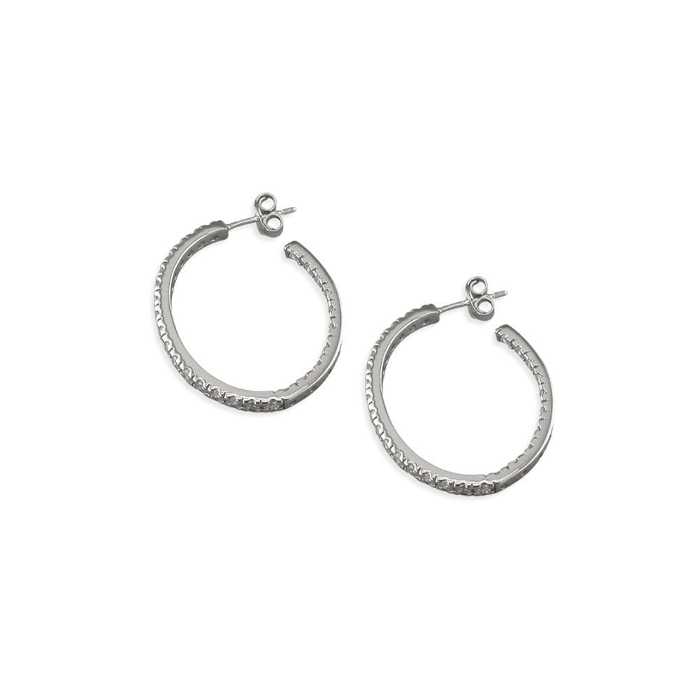 STERLING SILVER CUBIC ZIRCONIA HOOP EARRINGS