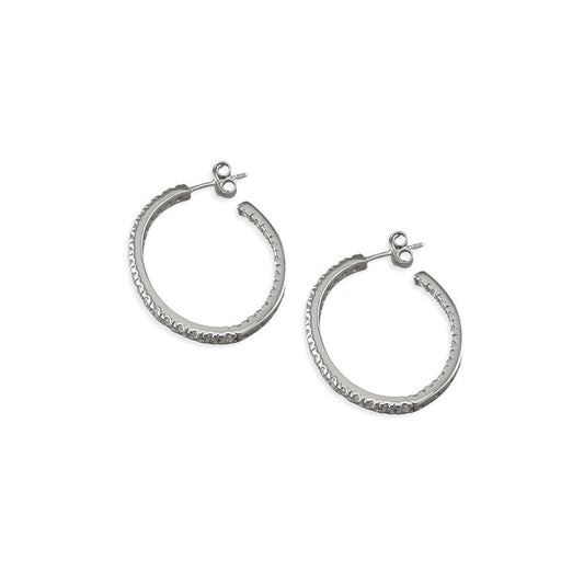 STERLING SILVER CUBIC ZIRCONIA HOOP EARRINGS