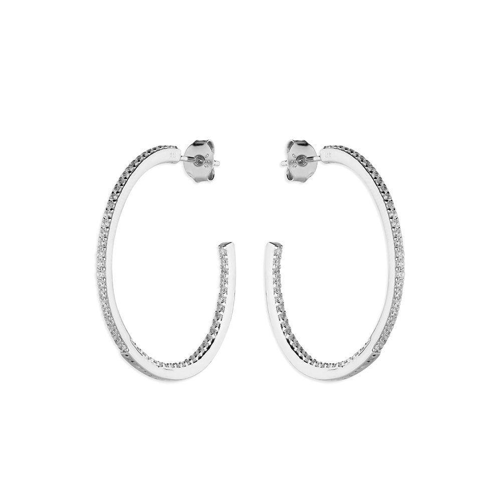 STERLING SILVER CUBIC ZIRCONIA HOOP EARRINGS