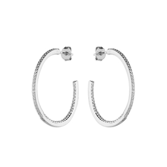 STERLING SILVER CUBIC ZIRCONIA HOOP EARRINGS