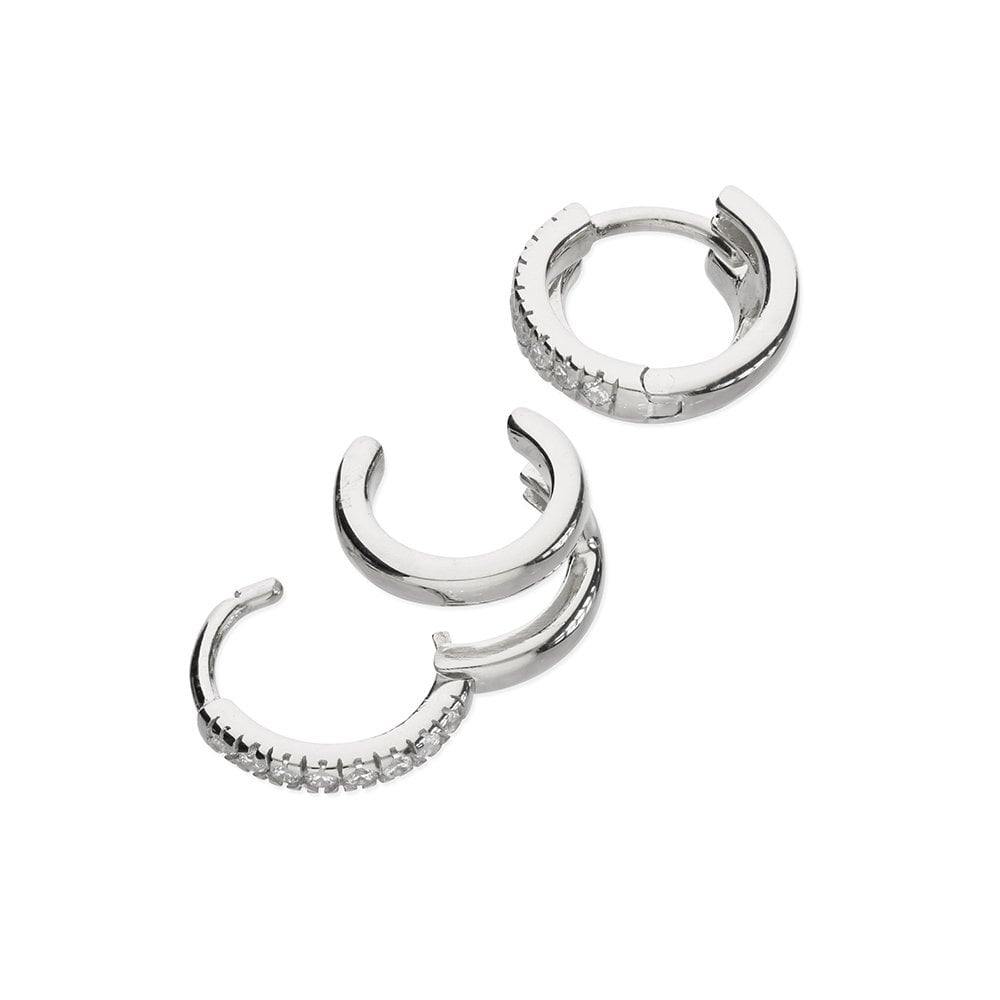 STERLING SILVER CUBIC ZIRCONIA HOOP EARRINGS