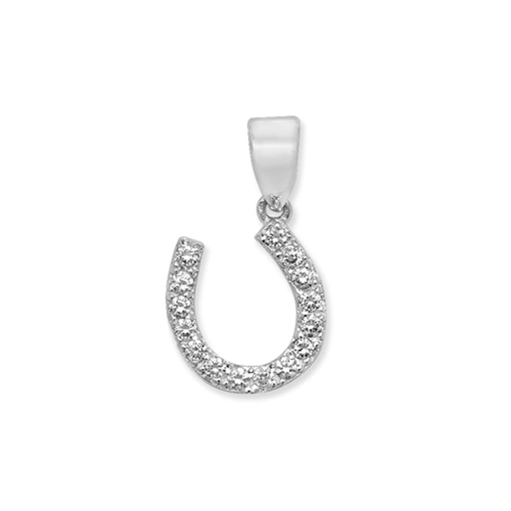 STERLING SILVER CUBIC ZIRCONIA HORSESHOE PENDANT