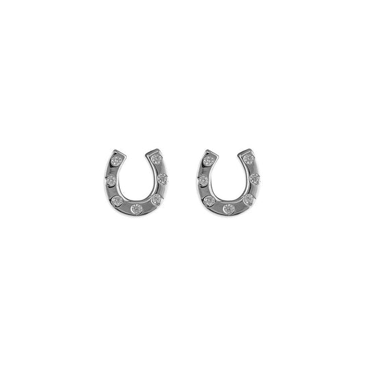 STERLING SILVER CUBIC ZIRCONIA HORSESHOE STUD EARRINGS