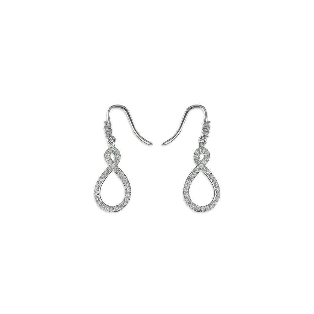 STERLING SILVER CUBIC ZIRCONIA INFINITY HOOK-IN DROP EARRINGS