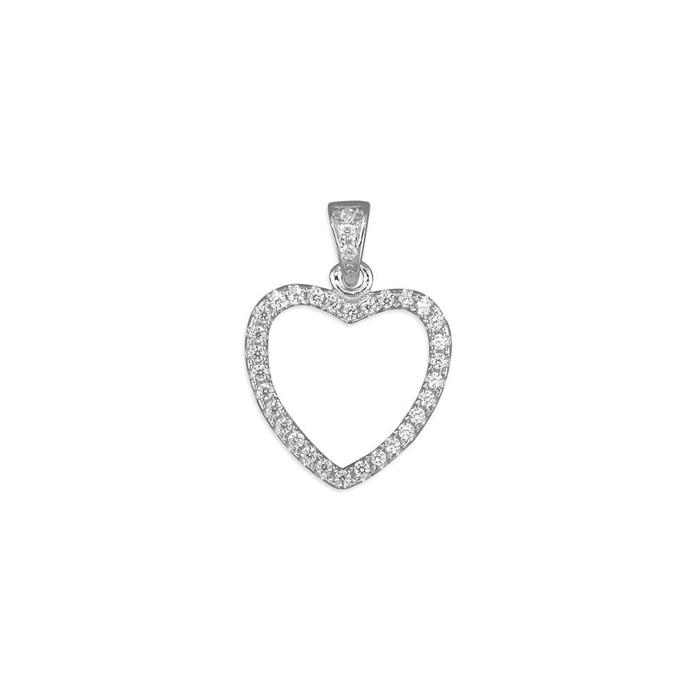 STERLING SILVER CUBIC ZIRCONIA OPEN HEART PENDANT