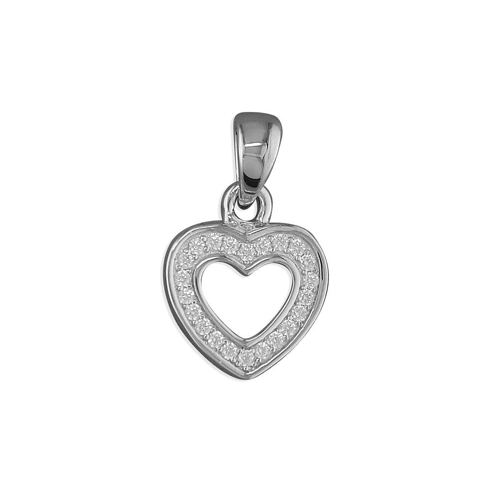 STERLING SILVER CUBIC ZIRCONIA OPEN HEART PENDANT