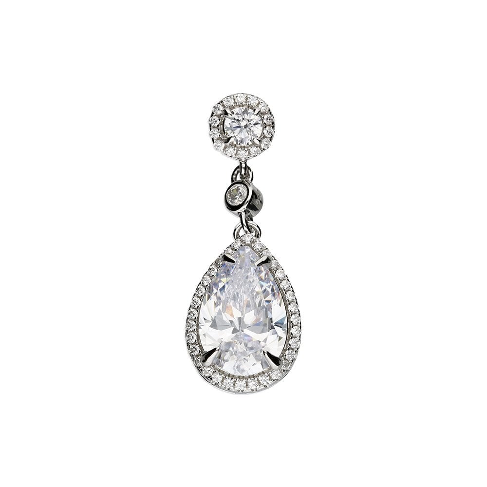 STERLING SILVER CUBIC ZIRCONIA PEAR SHAPED PENDANT