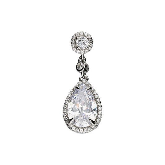 STERLING SILVER CUBIC ZIRCONIA PEAR SHAPED PENDANT