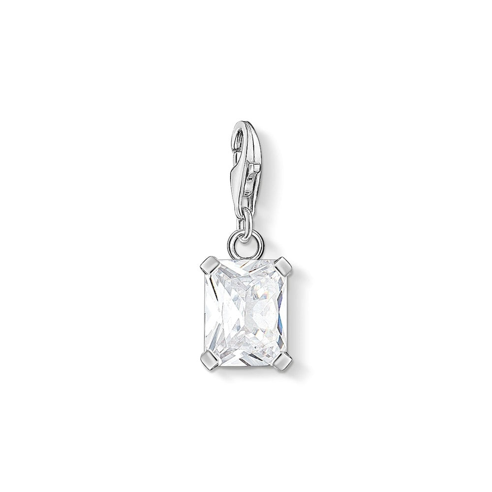 STERLING SILVER CUBIC ZIRCONIA RECTANGULAR CHARM