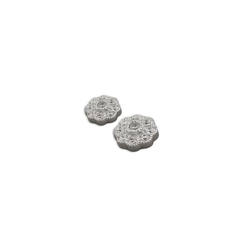 STERLING SILVER CUBIC ZIRCONIA ROSETTE STUD EARRINGS