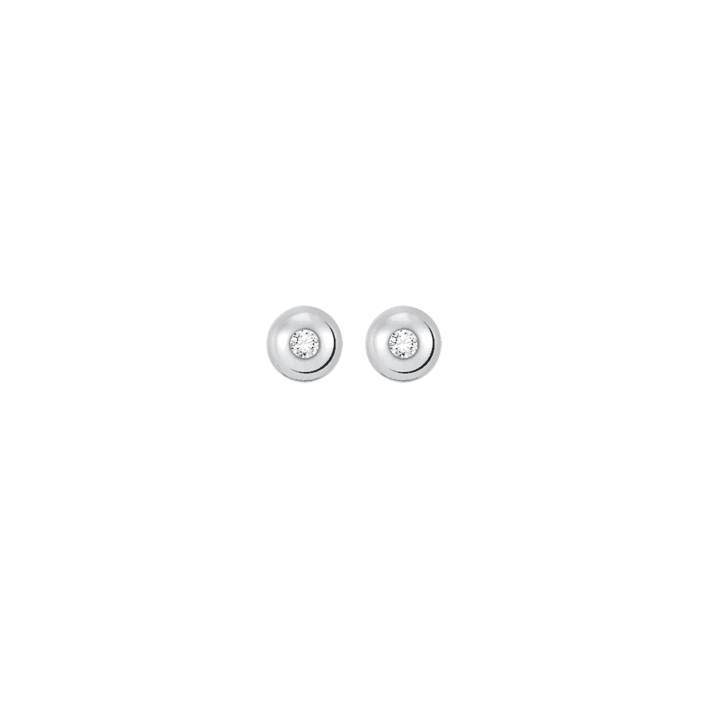STERLING SILVER CUBIC ZIRCONIA ROUND STUD EARRINGS